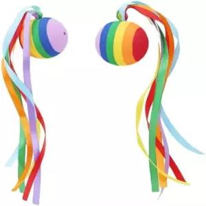 2Pcs 멀티컬러 자동차 안테나 볼 EVA 에어리얼 롱 리본 레인보우 스타일 차량용 장식 전문가 및 패션 소형