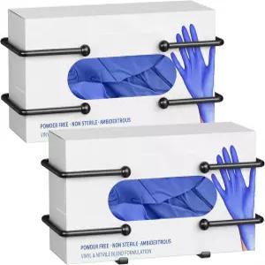 글러브 박스 디스펜서 벽걸이 2개 세트 10.4 * 3.5인치 일회용 및 티슈 박스용 블랙 홀더 정리함 실험실