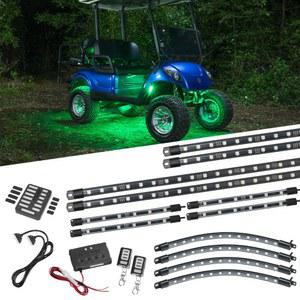 LEDGlow 12피스 백만 컬러 LED 4인승 골프 카트 언더글로우 네온 조명 키트, 휠 웰 및 내부 포함, EZGO, 야마하, 클럽 카, ICON, Evolution, Tomblerin, Star EV에 적합 - 12볼트 배터리용