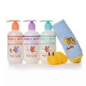 Little Twig Bath Time Bubble Bath Plus 수건 및 욕조 장난감 선물 세트, 무향/라벤더/탠저린, 1kg