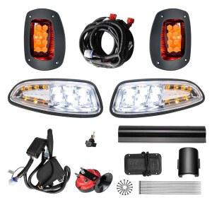 Orle Oko 디럭스 LED 헤드라이트 후미등 골프 카트 조명 키트 EZGO RXV 2008-2015 호환, 12V 스트리트 리갈 키트, 방향 지시등 스위치, 브레이크 패드, 혼 포함