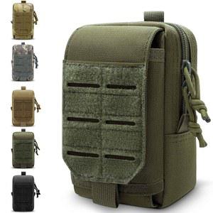 Molle 폰 파우치, 2피스 1000D 컷 전술 소형 몰리 관리 후크 및 루프 튼튼한 벨트 파우치 백팩 조끼용