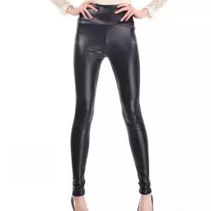 하이웨스트 기모 인조가죽 레깅스 여성 겨울룩하이 무발 데일리 슬림핏 블랙 페이크레더 바지 트렌디 겨울