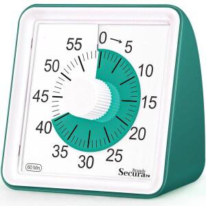 [미국배송] 용 SECURA 60분 필수 시각 타이머 특수 교육용 카운트다운 시계 교실 학교 책상 집 사무실 무음 비티켓 시간 관리 도구(다크 그린 및 다크 그린)