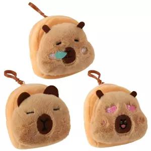 카피바라 포켓 파우치 동전지갑 1개 키링 지퍼 미니 가방 귀여운 동물 립밤 인형