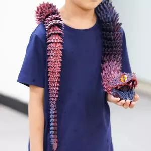 47.5인치 초대형 3D 프린팅 뱀 모델 움직일 수 있는 치아 유연한 관절 동물 유두상 스트레스 해소