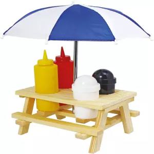 우산 조미료 세트가 포함된 쿠첸프로피 피크닉 테이블 케첩 겨자 소금 후추 7.08인치 x 4.72인치 9.44인치