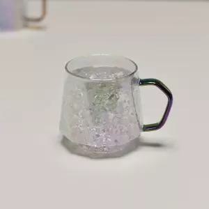 육각형 손잡이 내열 유리 머그잔 홀로그램 오로라 400 ZCY8+5RMm