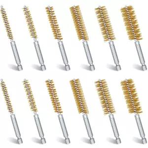 드릴 와이어용 보어 브러시 12피스 전동 임팩트 드라이버용 스테인리스 스틸 청소 세트(브라스)