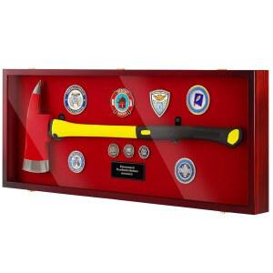 실리풀 44.5인치 소방관 도끼 진열 케이스 나무 벽걸이 수납 진열대, 행거 스탠드 잠금장치 포함 / 98% 자외선 차단 아크릴 투명문 은퇴 수집 기념품 보관함