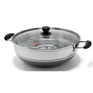 퀸센스 인덕션 찜기 냄비 찜통 채반 찜솥 1단 34cm조리용 스텐 가정용 요리 주방