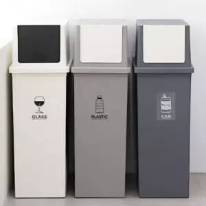 국산 분리수거함 50L 대용량 2단 적재 쓰레기통 푸시형 슬림 휴지통