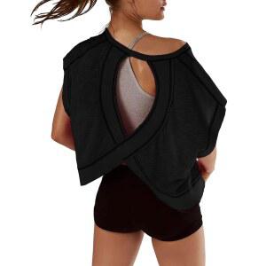 쿠무펜 여성 반팔 운동 셔츠 오픈 백탑 캐주얼 요가 Y2K 체육관 슬루시 크롭 러닝