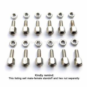 25X 황동  4-40x5+7 M-F 수-암 육각 실린더 스탠드오프 스페이서 나사 볼트 마더보드용 잭스크류 너트 VGA