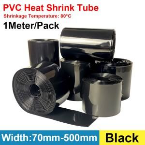 18650 리포 배터리 PVC 열 수축 튜브 팩 절연 필름 랩 리튬 케이스 보호 케이블 슬리브 블랙 70mm ~ 500mm