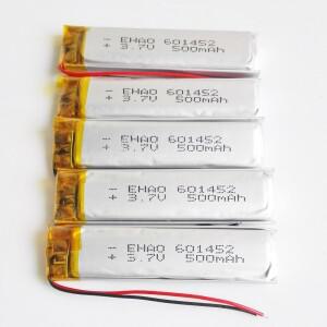 5PCS 3.7V 500mAh Lipo 충전식 배터리 601452 MP3 블루투스 스피커 GPS PSP 헤드셋 전자책 카메라 레코더