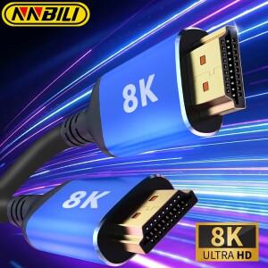 NNBILI 디스플레이 포트 케이블 TV 컴퓨터 모니터 프로젝터 콘솔 오디오 및 8K DP 1.4 @ 60Hz 4K 144Hz
