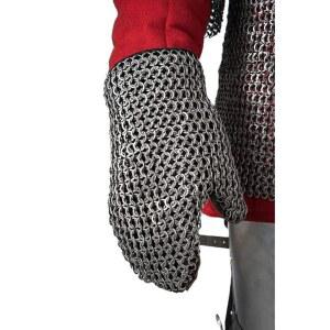 중세 갑옷 미튼 체인 우편 장갑 10MM ID 플랫 리벳 와셔