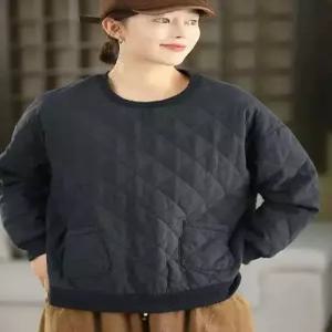 여성 면 가을 빈티지 겨울 다운 안에 라운드넥 긴팔 맨투맨 레이어드 모시 스크램블 퀼팅 원픽4