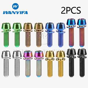 Wanyifa 티타늄 볼트 자전거 스템 알렌 육각 테이퍼 헤드 와셔 포함 M5x16 18 20mm 2개