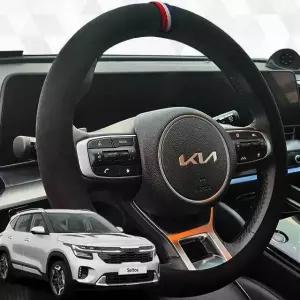 셀토스 프리미엄 스웨이드 원단 차량용 자동차핸들 순정 더뉴 핸들카바 스티어링휠 열선 자동차 예쁜차량용품