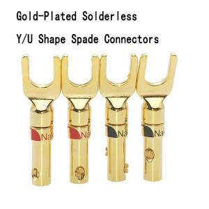 스피커 증폭기 바인딩 포스트용 무납땜 구리 합금 Y/U  스페이드 커넥터