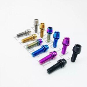 Liumeili 티타늄 티 볼트 M5x16 18 20mm 자전거 줄기 MTB Mountain Road 용 와셔가있는 테이퍼 헤드 6개/몫