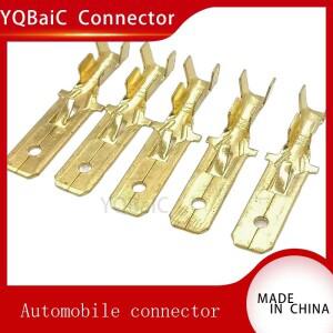 100/200 피스 황동 주석 도금 6.3 MM 암 수 스페이드 압착 단자 와이어 커넥터 DJ612-6.3