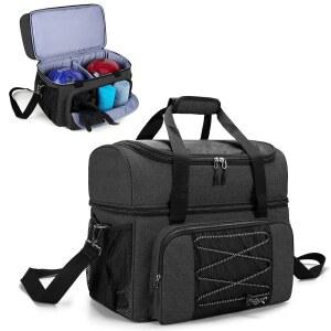 DSLEAF 볼링 가방 2개, 나무 컵이 달린 토트, 더블 볼과 패딩 디바이더, 남성 16세 이하 및 엑스트라 에센셜(특허 디자인) 볼링화 한 켤레, 전용