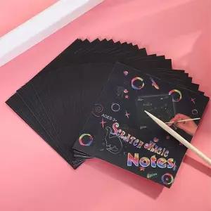 스케치 용지 24시트 레인보우 컬러 그림 그리기 종이 창작용 패드