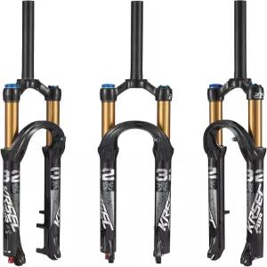 SRUOEC 27.5/29 인치 자전거 서스펜션 포크 120mm 여행용 스트레이트 스티어 퀵 릴리스 9mm 75mm 간격 에어