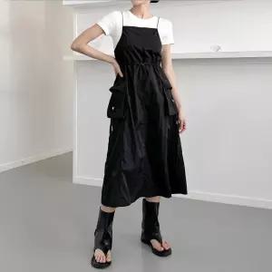 위드썸띵 여성 나일론치마 나일론카고원피스 바스락원피스 카고원피스 나일론카고치마 나일론롱원피스 여름