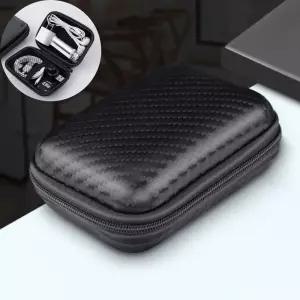 카본 미니파우치 스퀘어 하드 이어폰 USB 보관 케이스