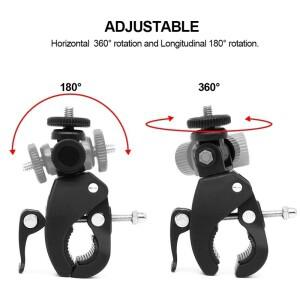 호환 유니버설 360도 회전 1/4 카메라 DV 자전거 핸들바 클램프 브래킷 삼각대 마운트 스크류 클립 고프로