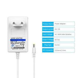 호환 AC-DC 12V 스위칭 전원 공급 장치 어댑터 2A  5.5mm x LED 스트립용 충전동 드라이버