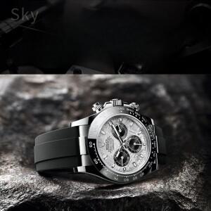 호환 롤렉스 블랙 워터 고스트 그린 서브마리너 데이토나 남성용 내구성 고무 시계 밴드용 스테인레스 버터