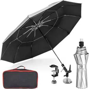 자기 베이스가 있는 FixOasis 60인치 접이식 HVAC 엄브렐러 범용 클립 포함 강화 유리 섬유 방풍 저항