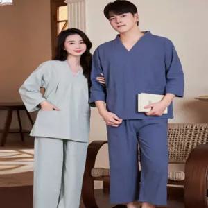 긴팔 황토 찜질복 마사지 건식 여성용 상하의 잠옷 사우나복