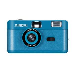 B10 재사용 가능한 35mm 필름 카메라 135/35mm 필름(24 36mm), 플래시가 있는 크리에이티브 선물 빈티지 필름 카메라, 어린이 및 성인용(블루)