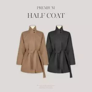 [핫핑](센텀시티점)[고급미/벨트세트] 앤느 하이넥 벨티드 하프코트 P000CRQE