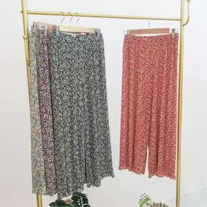 플리츠 꽃무늬 쿨팬츠 통큰 여름 주름 몸빼 바지 남자바지 10대여성 냉감바지