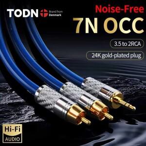 TODN HIFI 스테레오 7N OCC 3.5mm ~ 2Rca 앰프 DAC DAP TV 믹서 CD 용 하이 엔드 오디오 AUX 케이블