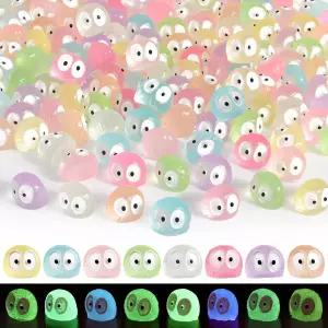 VICROIC 100 PCS 야광 연탄 미니어처 고스트 다색 작은 나무 엘프 요정 피규어가 어둠 속에서 빛나는 정원