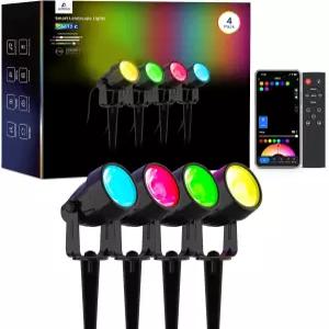 APPECK 스팟 라이트 아웃도어 RGBW 저전압 조경 조명 앱으로 색상 변경 업라이트 스포트라이트 IP65