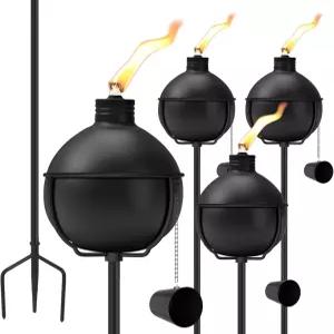 MQKIWAO 4팩 야외 시트로넬라 토치 야외용 25온스 정원 파티오 파티 조경 장식용 55인치 3가지 접지 말뚝