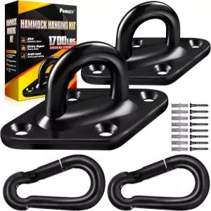[업그레이드] 1700파운드 용량의 2PCS M10 스테인리스 스틸 패드 후크 + 10MM 스냅 해먹 걸이 키트 그네