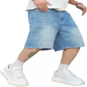 루민블레이즈 남성 배기 진 반바지 루즈핏 빈티지 와이드 레그 조츠 Y2K 스트리트웨어 힙합 캐주얼 롱 데님