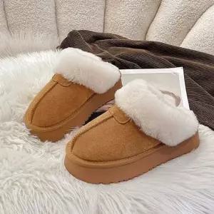 뮬 2컬러 실내화 스웨이드 방한 털슬리퍼 여자 겨울 기모