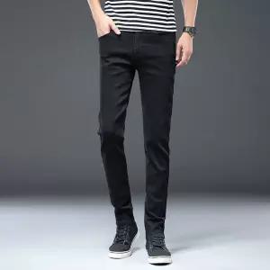 남성 데이트룩 일자핏 청바지 통기성 캐주얼 스키니팬츠 어반 시크 블랙 진 스판 슬림 입체 커팅 소프트