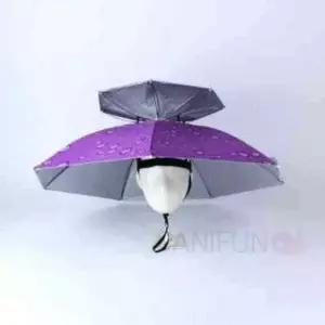 2단 우산모자 중 퍼플 모자햇빛가리개 귀여운우산
